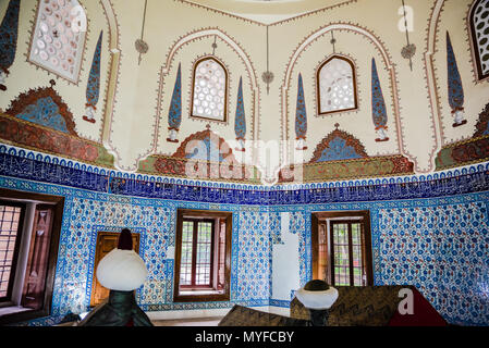 Interior of view of shahzada,prince Mustafa tomb, mausoleum at Muradiye complex or Complex of Sultan Murad II in Bursa,Turkey.20 May 2018 Stock Photo