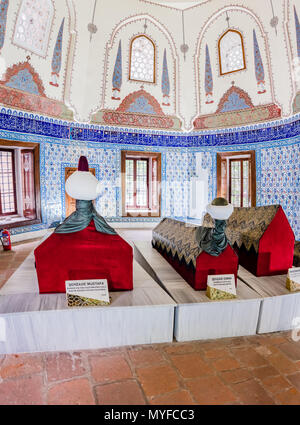 Interior of view of shahzada,prince Mustafa tomb, mausoleum at Muradiye complex or Complex of Sultan Murad II in Bursa,Turkey.20 May 2018 Stock Photo