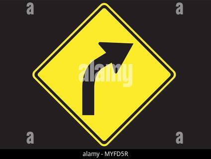 vector design of traffic sign right curve ahead Stock Vector