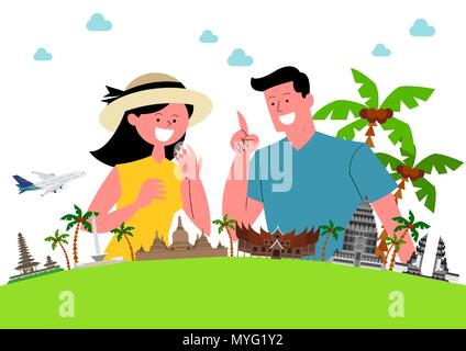 Trip to East asia, Travel Landmarks Vector Illustration 007 Stock Vector