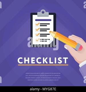Colorful vector with clipboard and checklist Stock Vector