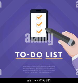 Checklist in smartphone with ticks Stock Vector