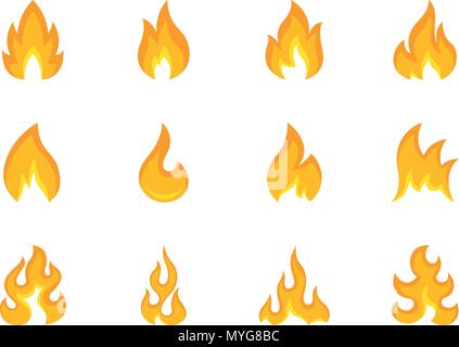 Collection of multicolored shapes of flame Stock Vector