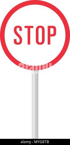 Circle sign with word Stop on white Stock Vector