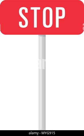Stop rectangular sign icon on white Stock Vector