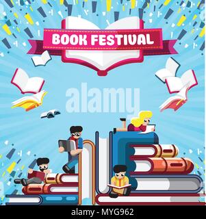 Colorful poster for festival of book Stock Vector
