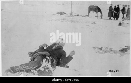 Big Foot, leader of the Sioux, captured at the battle of Wounded Knee, S.D. Here he lies frozen on the snow-covered... - Stock Photo