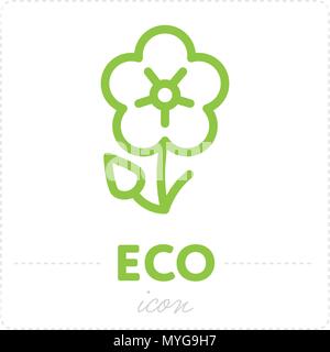Green flowers and Eco label Stock Vector
