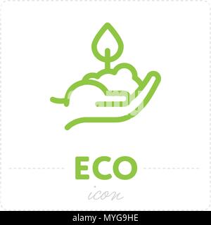 Icon of hand with sprout on white Stock Vector