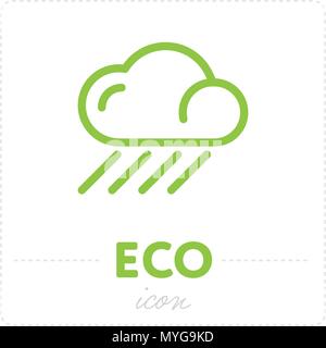 Green cloud with rain in icon Stock Vector