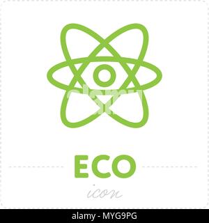 Green icon of atom on white Stock Vector