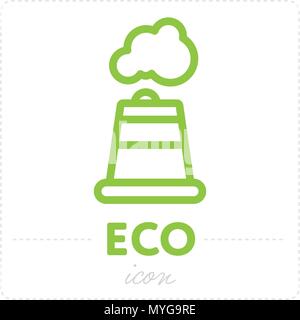 Simple factory icon in green color Stock Vector