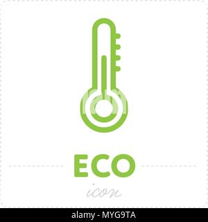 Temperature icon in green color Stock Vector