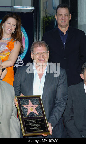 The Hollywood Walk of Fame honors director Robert Zemeckis (with Tom Hanks and wife Leslie Harter-Zemeckis). The Star is in front of GraumanÕs Chinese Theatre in Hollywood Blvd, Los Angeles.          -            18 ZemeckisRobert star.jpg18 ZemeckisRobert star  Event in Hollywood Life - California, Red Carpet Event, USA, Film Industry, Celebrities, Photography, Bestof, Arts Culture and Entertainment, Topix Celebrities fashion, Best of, Hollywood Life, Event in Hollywood Life - California, movie celebrities, TV celebrities, Music celebrities, Topix, Bestof, Arts Culture and Entertainment, Phot Stock Photo