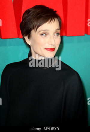 Mar 6, 2018 - Kristin Scott Thomas attending the European Premiere of Tomb Raider at Vue West End  in London, England, UK Stock Photo