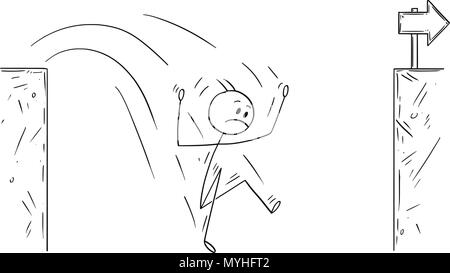 Cartoon of Unsuccessful Businessman Failing in Challenge Stock Vector