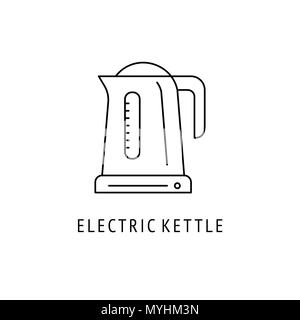 Electric kettle Kitchen appliances. Icon in thin line style Stock Vector