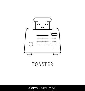 Toaster Kitchen appliances. Icon in thin line style Stock Vector