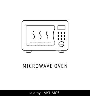 Microwave oven Kitchen appliances. Icon in thin line style Stock Vector