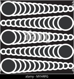 Vector illustration of seamless circles in pattern form on black background Stock Vector
