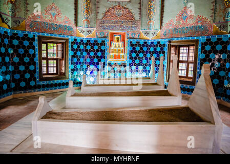 Vew of shahzada(prince) Mahmud tomb, mausoleum at Muradiye complex or Complex of Sultan Murad II in Bursa,Turkey.20 May 2018 Stock Photo