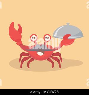 Vector illustration of cute flat crab. Stock Vector