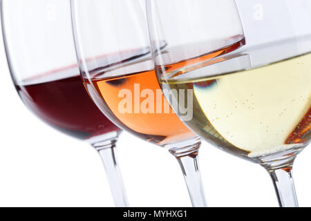 Wine glasses red rose isolated on a white background Stock Photo