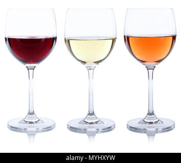 Wine glasses red rose isolated on a white background Stock Photo