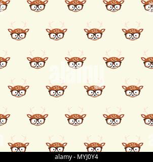 Deer heads seamless pattern. Stock Vector