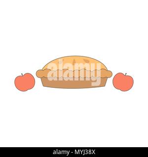 cute cartoon vector apple pie isolated on white background Stock Vector