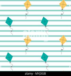 cute kites seamless vector pattern background illustration Stock Vector