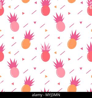 cute colorful pineapples seamless vector pattern background illustration Stock Vector