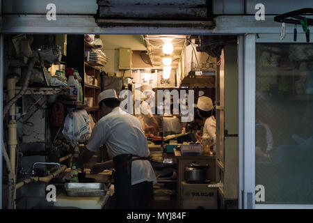 Tokyo, Japan - 22 July 2017: A sushi restaruant in Tsukiji Market. It is the biggest wholesale fish and seafood market in the world and also one of th Stock Photo