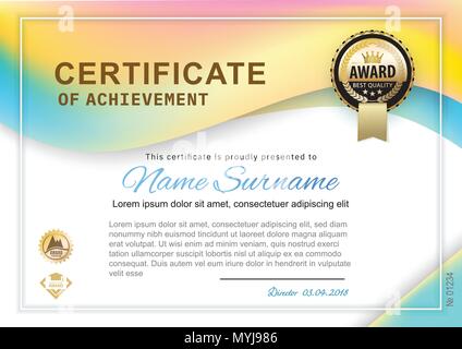 White official certificate with gold emblem. Clean business design Stock Vector
