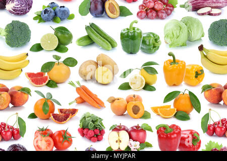 Fruits and vegetables collection isolated apple orange background fresh fruit on a white background Stock Photo