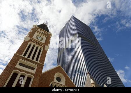 Historical Perth Town hall and modern Supreme court building, Perth, Western Australia March 2018 | usage worldwide Stock Photo