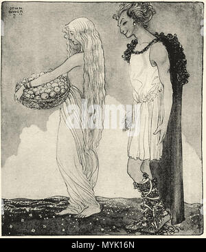 . Loki and Idun . for Our Fathers' Godsaga by Viktor Rydberg . 1911 327 Loki and Idun - John Bauer Stock Photo