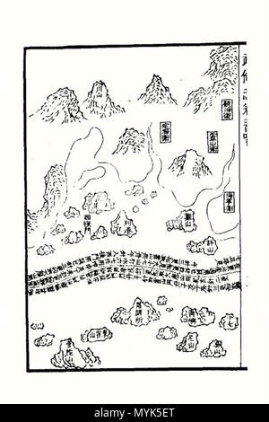 . English: Mao Kun map . 17th century. Mao Kun 342 MAO KUN MAP-8 Stock Photo