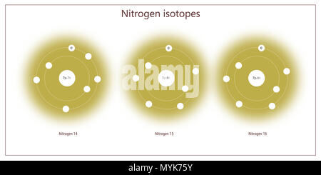 nitrogen isotopes atomic structure - elementary particles physics theory Stock Photo