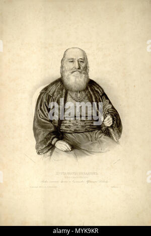 . Lithograph of prota Matija Nenadović by Anastas Jovanović. Caption