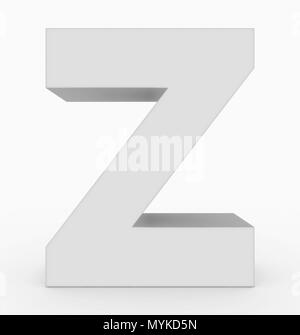 letter Z 3d cubic white isolated on white - 3d rendering Stock Photo