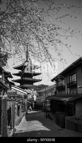 Kyoto, Japan - Apr 7, 2014. Old Town in Kyoto, Japan. Kyoto was the Imperial capital of Japan for more than one thousand years. Stock Photo