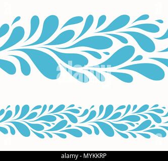 Water drop on white background.Stylized seamless pattern of blue drops Stock Vector