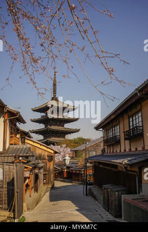 Kyoto, Japan - Apr 7, 2014. Old Town in Kyoto, Japan. Kyoto was the Imperial capital of Japan for more than one thousand years. Stock Photo