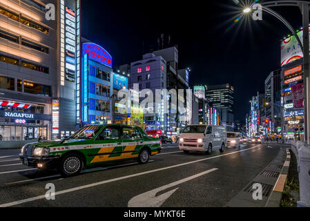 Beautiful night view of Chuo Dori in the Ueno district of Tokyo, Japan Stock Photo