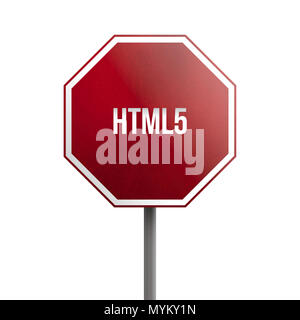HTML5 - red sign isolated on white background Stock Photo