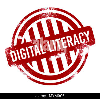 Digital Literacy - red grunge button, stamp Stock Photo