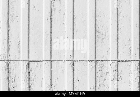 Old white corrugated metal wall, frontal background photo texture Stock Photo