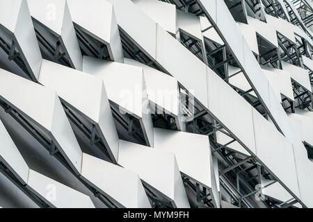 Aluminium Composite Material gray color and Hexagon shape popup texcture for facade building. Stock Photo