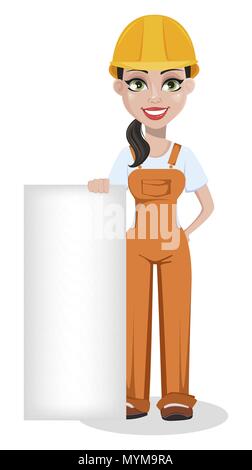 worker female construction character standing Stock Vector Image & Art ...